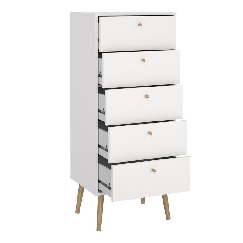 Crugers 50.2cm W 5 - Drawer Chest of Drawers, White