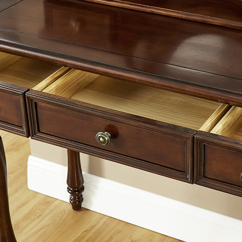 Un bureau en bois d'hévéa massif de style rustique, H 29,92 po x l 35,43 po x P 17,71 po