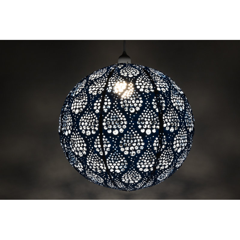 Marine Blue Dewdrop Patterned Tyvek Pendant Lamp