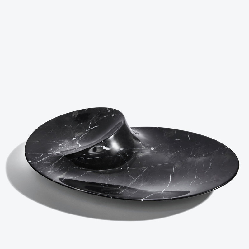 Swirl Bowl, Large, Grey, Black, 18.8"W x 12.2"D x 3.1"H