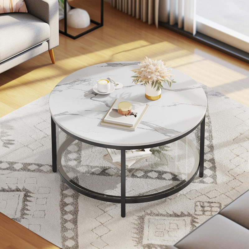 Frame Coffee Table with Storage, Black
