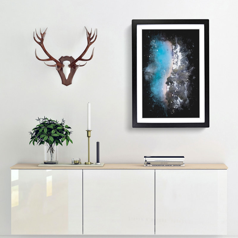 Above Braies Lake in Italy - Picture Frame Painting Print, Black Framed, 45cm H x 33cm W x 2cm D