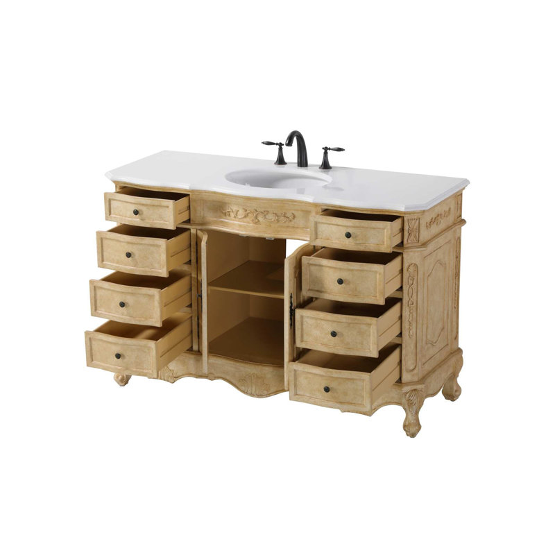 Meuble-lavabo simple 54 po beige antique, Antique beige