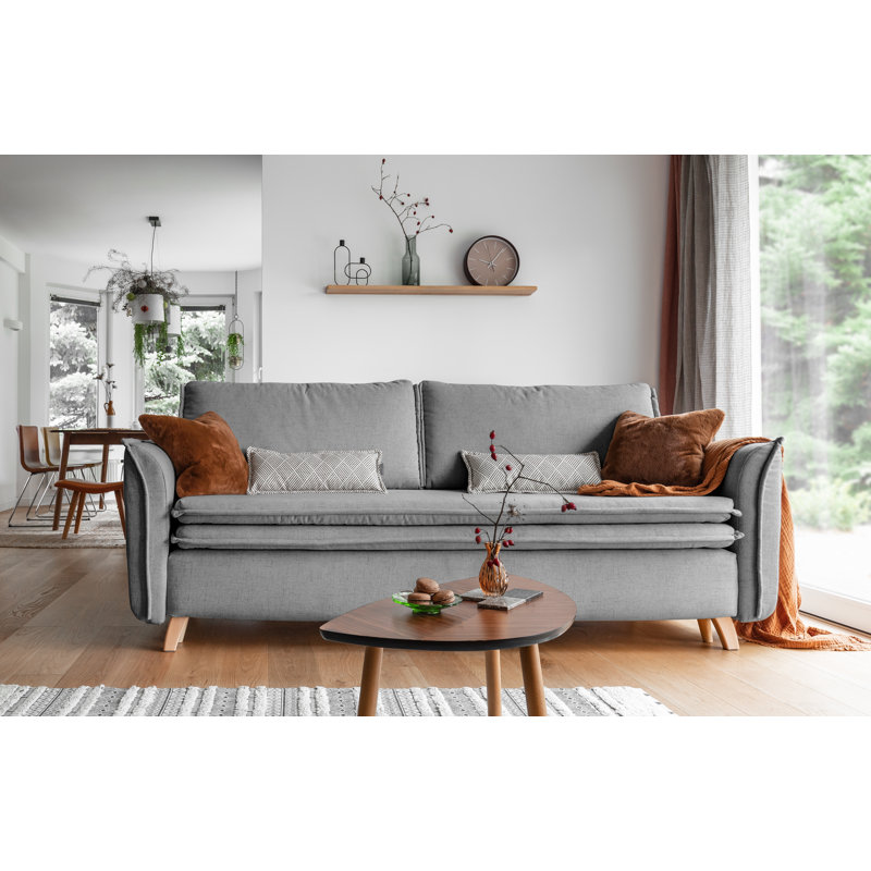Charming Charlie 3 Seater Sofa Bed, Grey Linen
