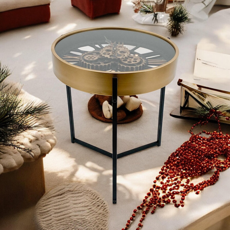Roman Numeral Metal Quartz Movement / Crystal Tabletop Clock in