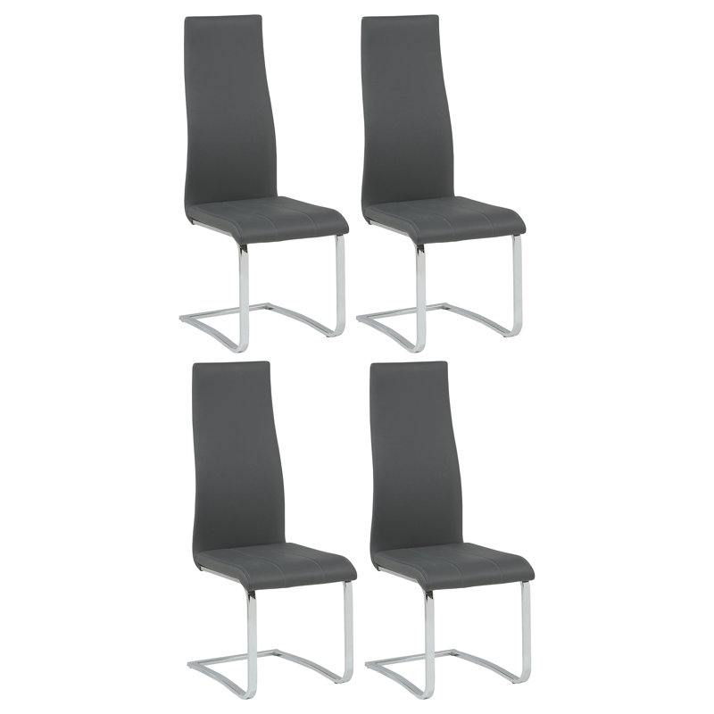 Chaise d'appoint rembourrée Montclair gris (ensemble de 4), Gris, Chrome