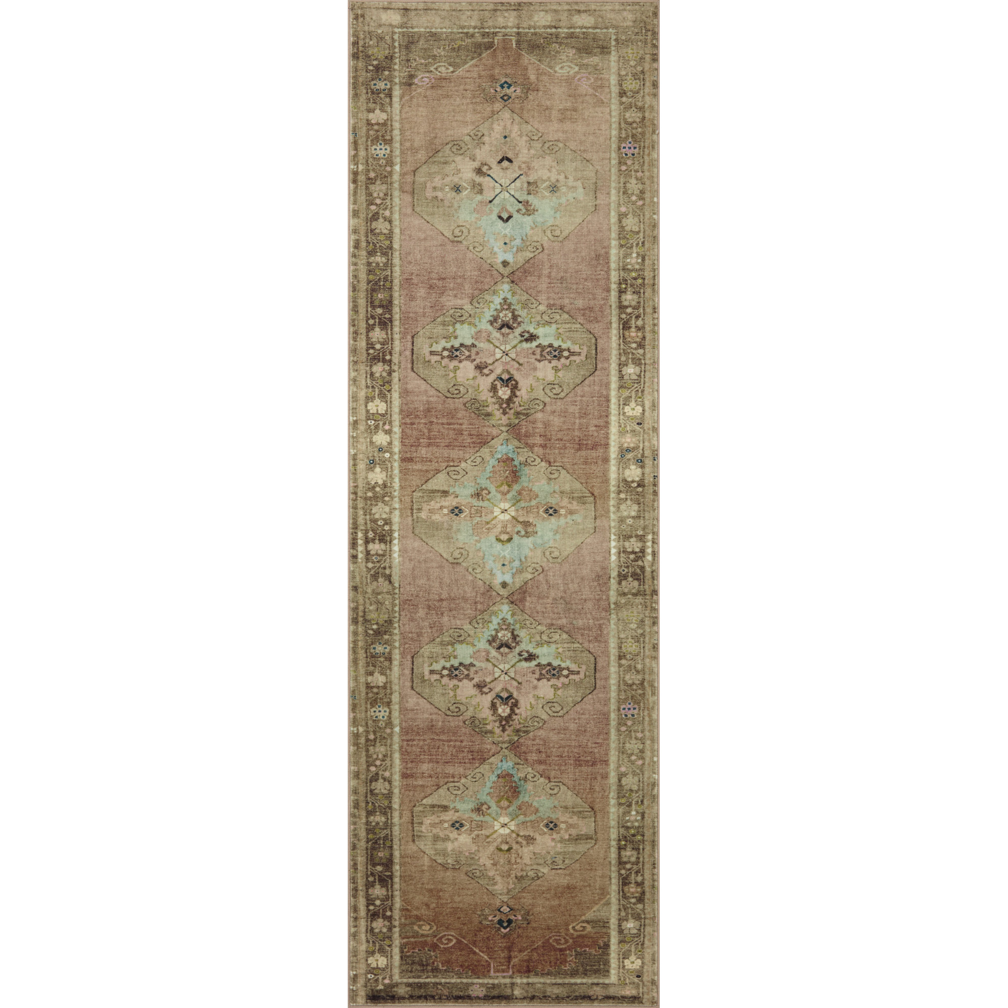 Magnolia Home By Joanna Gaines X Loloi Sinclair Machine Washable Clay / Tobacco Area Rug, Runner 2'3" x 11'6"