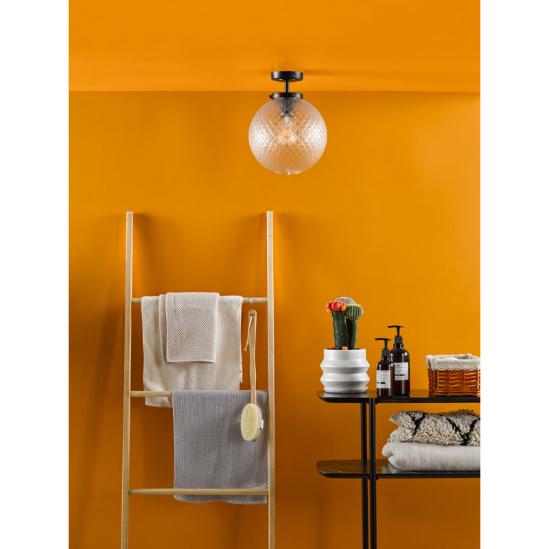 Pradep Glass Flush Mount, Matt Black