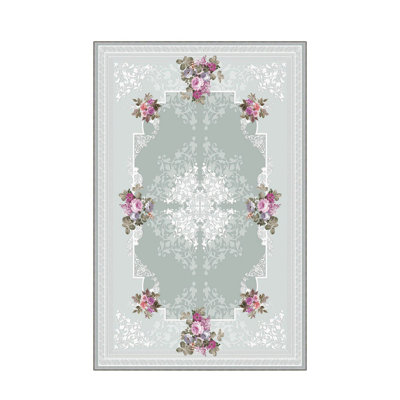 Stylish Woven Carpet, 4 x 6 Feet, 100% Polyester | Antibacterial, 3D Digital Printing, Non-Slip PVC Felt Dot Underside | Machine Washable, 0.4 in Pile Height, Perfect for Living Room & Bedroom Decor
