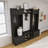 Modern Hall Tree With Shoe Storage, 4-In-1 Entryway Bench With 8 Cubbies, 7 Coat Hooks & Adjustable Shelf,Black-104288023