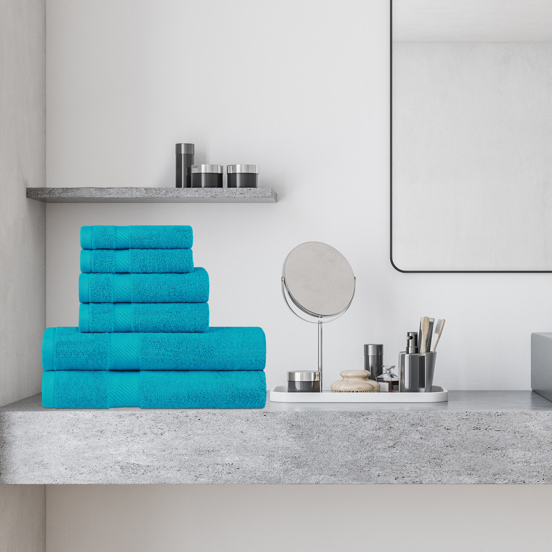 Coffret de 6 Serviettes de Bain & Visage SIKEL – 100% Coton Épais – Qualité Supérieure main image 0