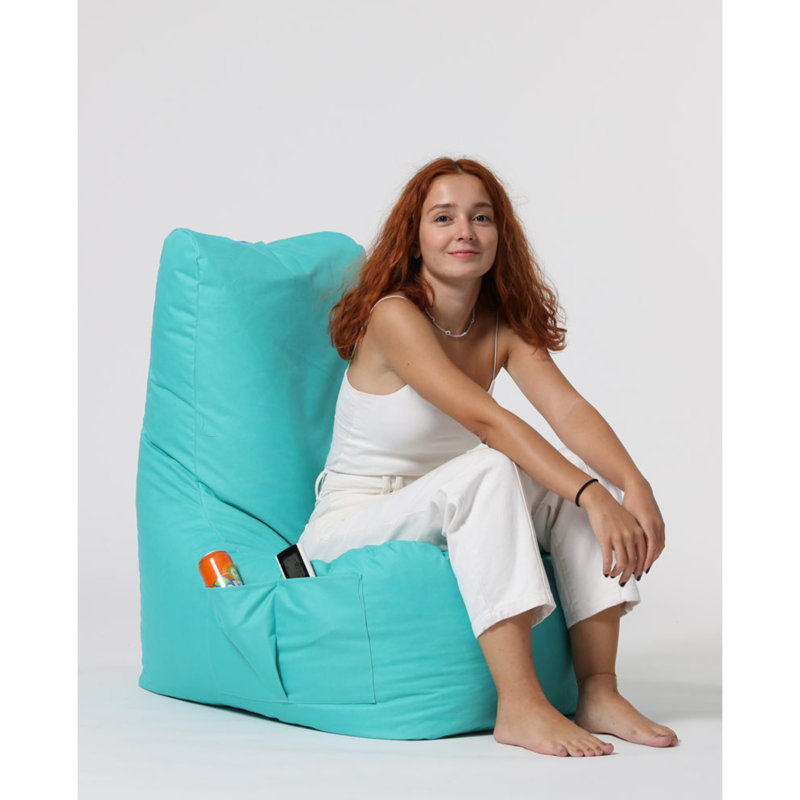 Petit fauteuil à billes, 100 % polyester turquoise