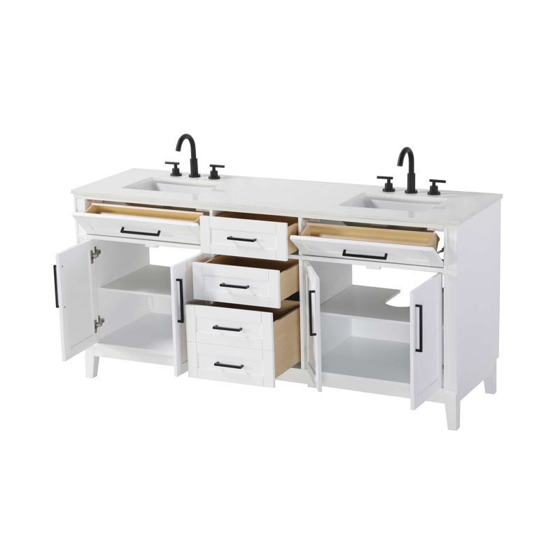 Meuble-lavabo double 72 po blanc, Blanc, 72"