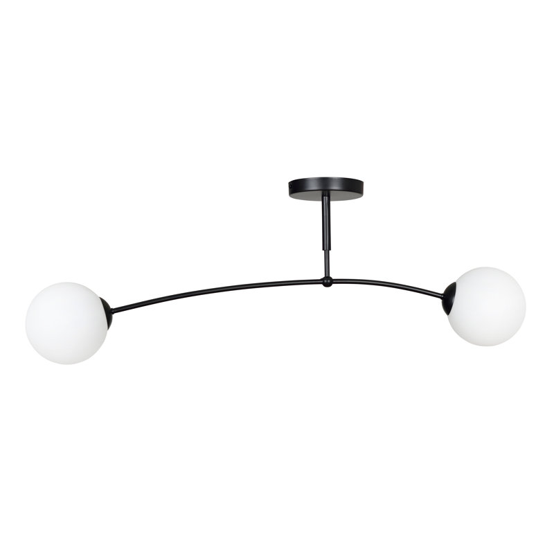Pamplona Glass Semi Flush Mount, Black