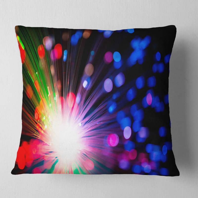 Éclairage multicolore à fibre optique - Coussin imprimé abstrait, 16 po x 1 po, Coussin décoratif