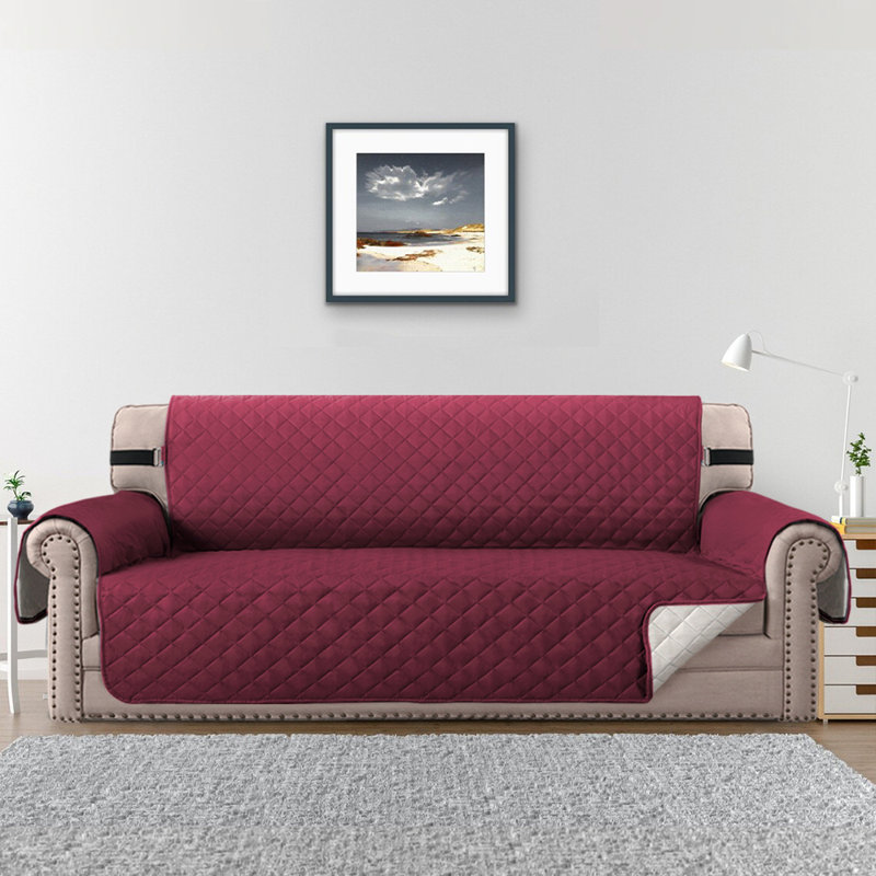Housse pour fauteuil à coussins carrés/rectangulaires, 100 % polyester vin rouge, H 75 po x l 66 po x P 22 po