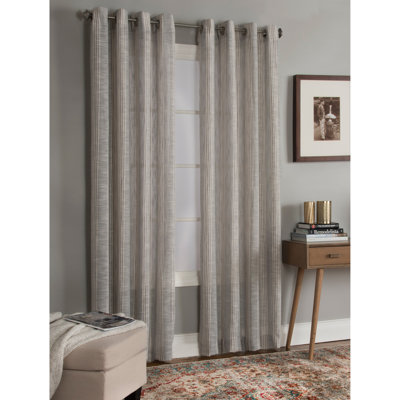 Bazille 100% Polyester Light-Filtering Woven Spaced Striped Curtain Panel with Grommet Top