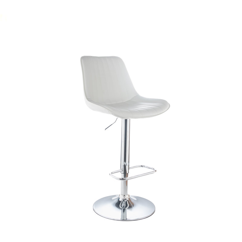 Tabouret de bar réglable Wun, Blanc / Chrome