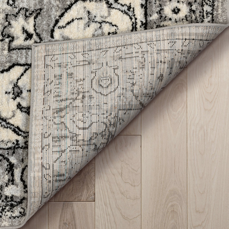Mystic Arctic Bloom Gray and Ivory Oriental Area Rug