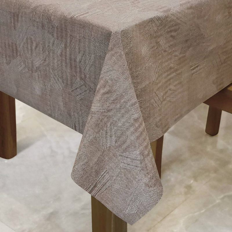 Vaillancourt Latitude Run® Vinyl Tablecloth, Brown, 106" x 55"