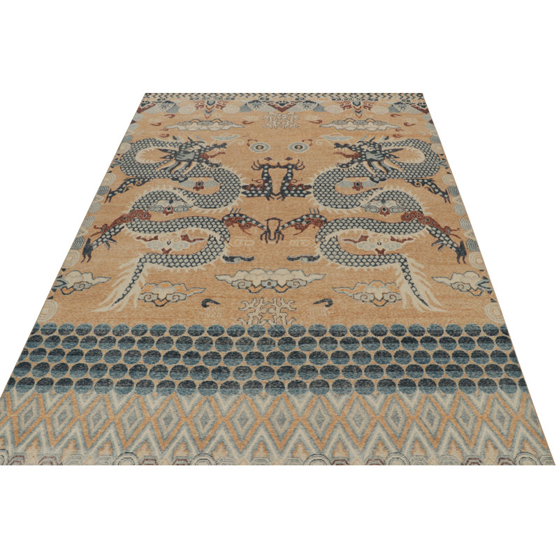 Distressed Homage Hand Knotted Wool Animal Print Area Rug, Rectangle 8' x 10'