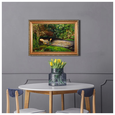 Ophelia par Sir John Everett Millais l'Ancien, format encadré: 28,5 po x 20,5 po, taille de l'image: 24 po x 16 po, reproductions World Classic pour HomeDecor, luxueux cadre embossé doré