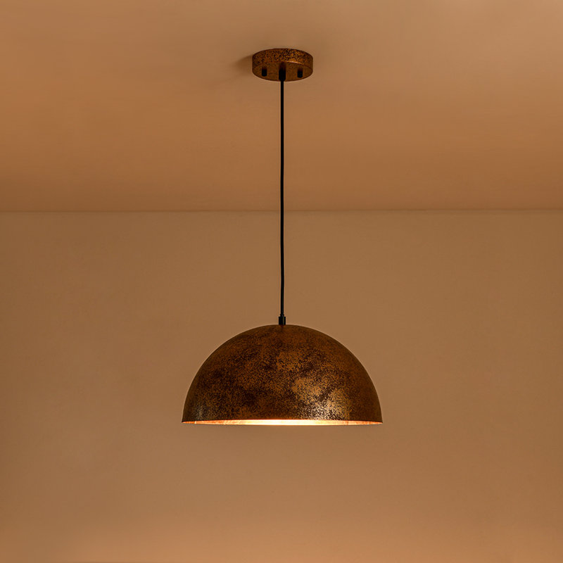 Luminaire suspendu industriel surdimensionné en métal surdimensionné, H 12,6 po x l 23,6 po x P 23,6 po, Laiton antique