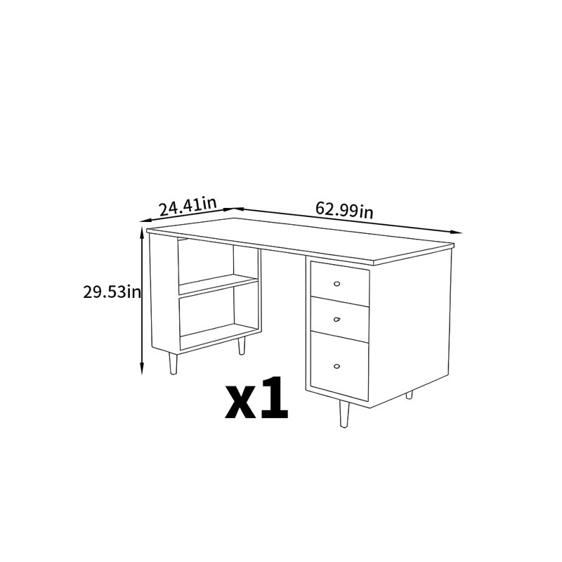 Bureaux de style moderne et nordique, H 29,53 po x l 62,99 po x P 24,41 po