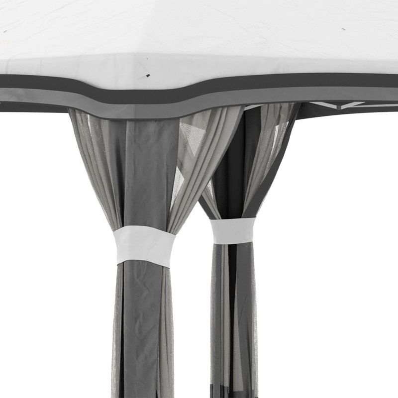 Tente à auvent escamotable avec filet Outsunny, Gray