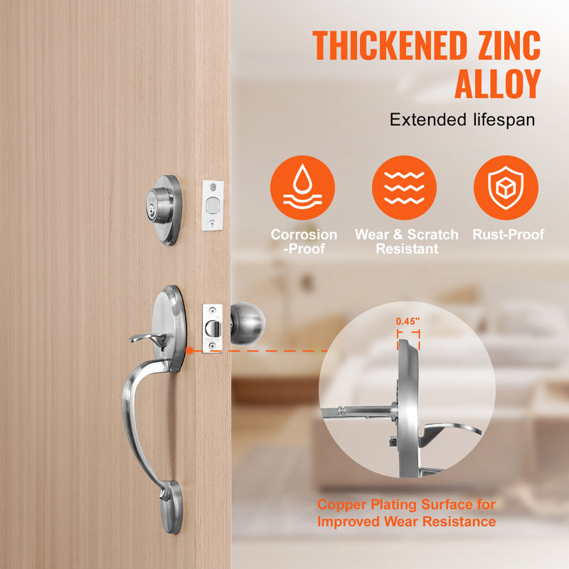 Copper-Plated Front Door Handle and Deadbolt Set
