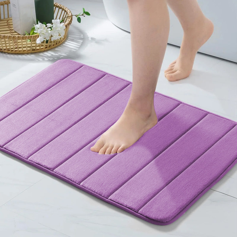 Mylhana Memory Foam Bath Mat - Non Slip Super Absorbent & Quick Dry Anti-Bacterial, 50cm W x 80cm L, Lilac