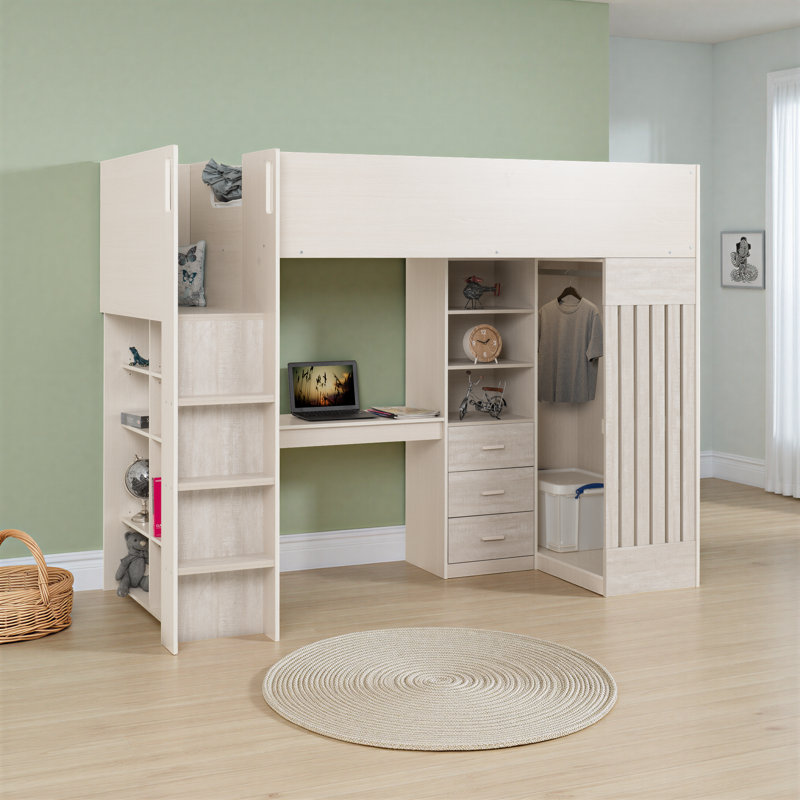 Single (3') Cabin High Sleeper Loft Bed with Built-in-Desk by Isabelle & Max