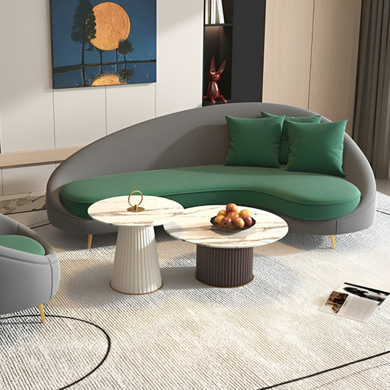 Canapé-lit Curved, Orienté à droite, Gris / Vert foncé