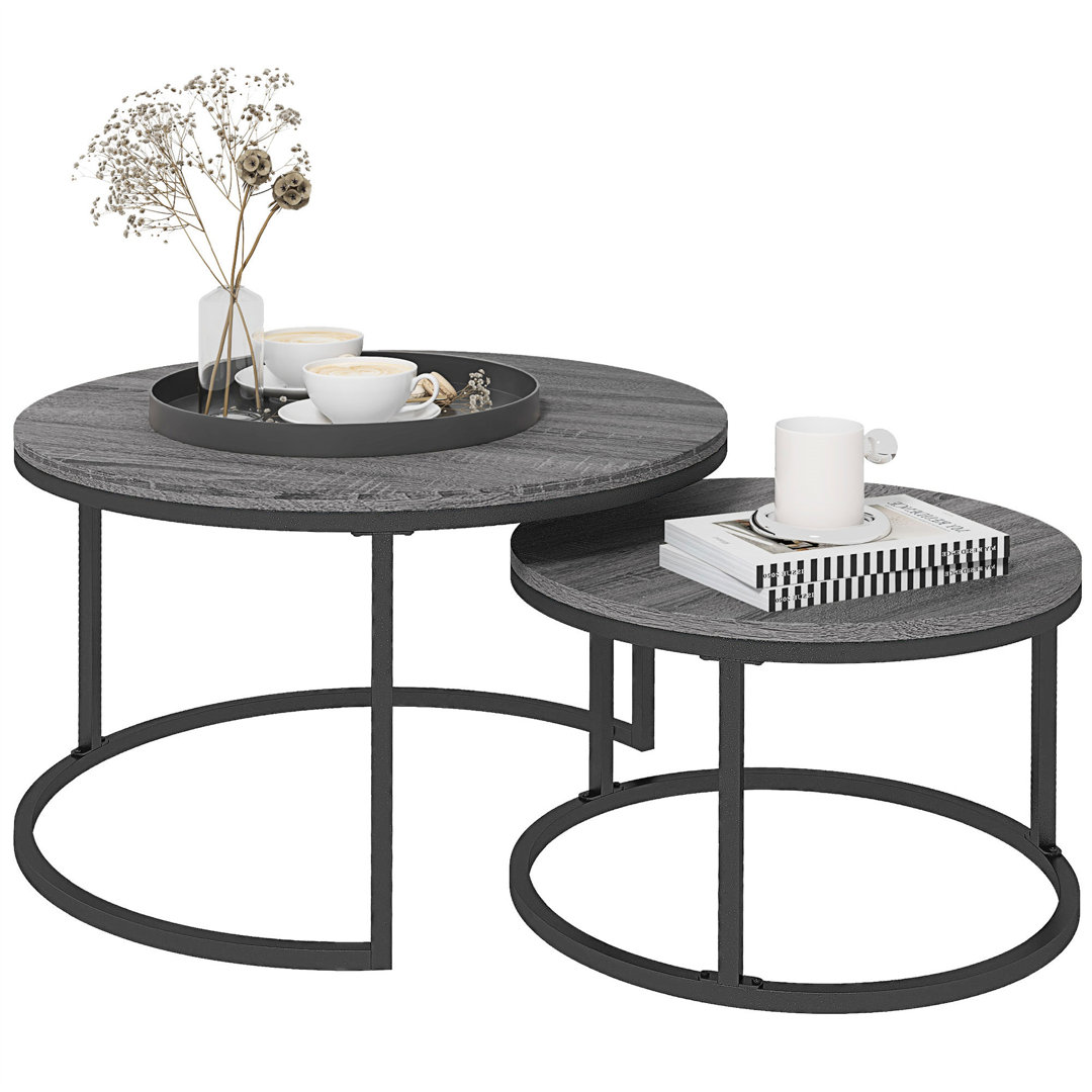 Set Of 2 Marble-Effect Stacking Coffee Table