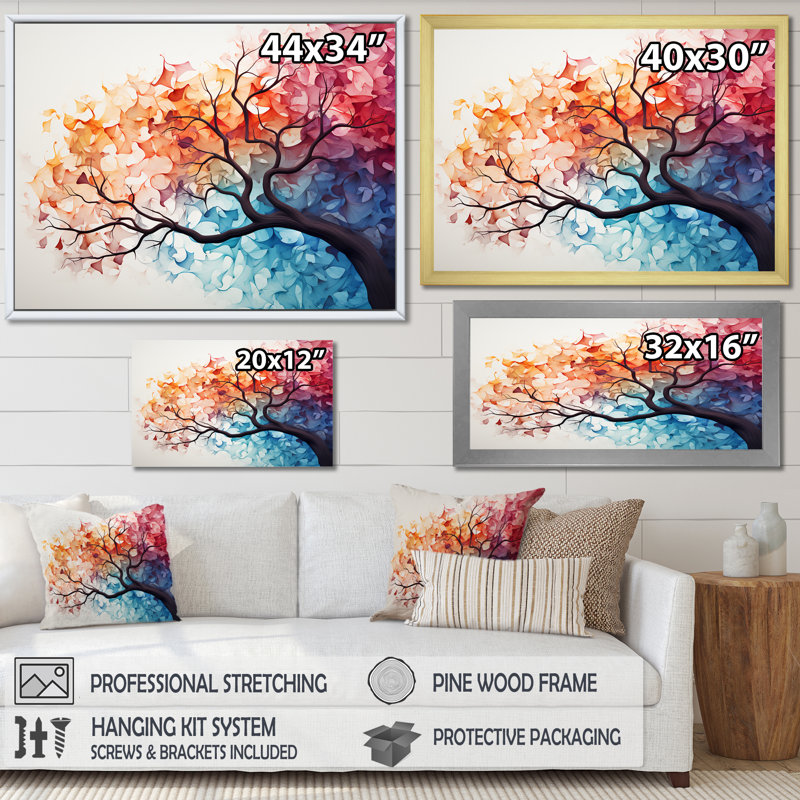 Érable abstraction colorée I, Toile tendue, H 30 po x l 40 po x P 1,5 po