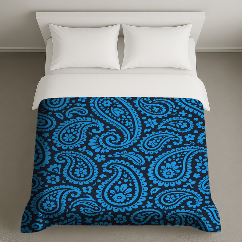 Housses de couette à motif cachemire bleu, King