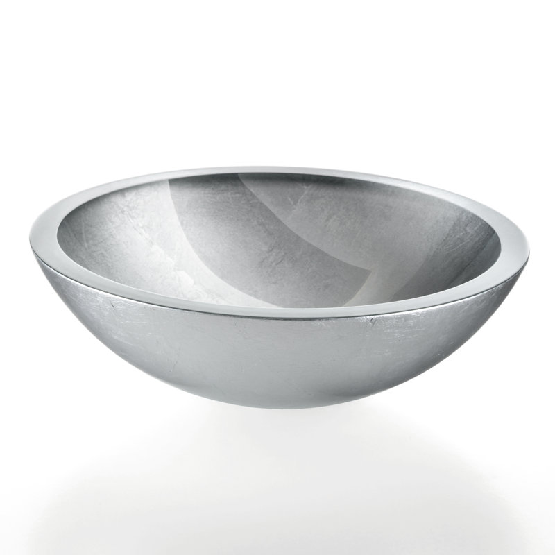 Acquaio 11.8'' L Bathroom Sink, Sink without single pre-drilled faucet hole, Silver Leaf