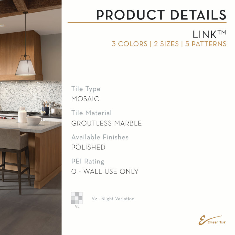 Link™ 12" x 17" Natural Stone Random Mosaic Tile