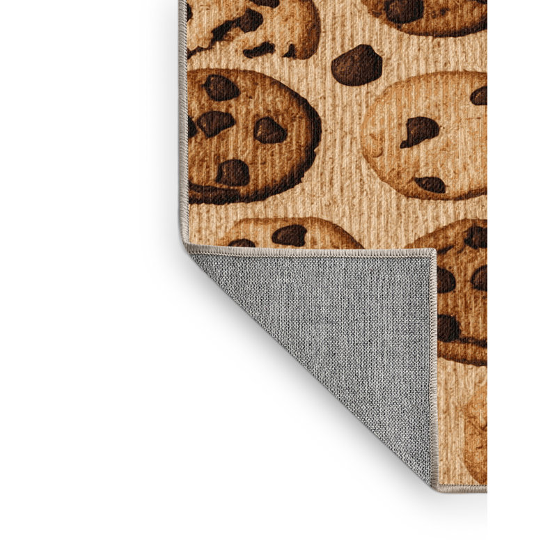 Washable Chocolate chip cookies Desserts Area Rug, Rectangle 5' x 8'