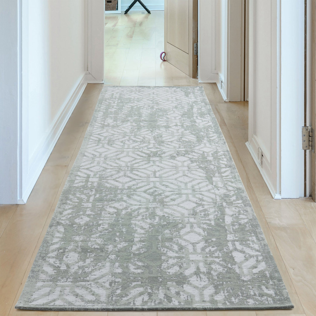 Carina Modern Washable Rugs in Green | 6934