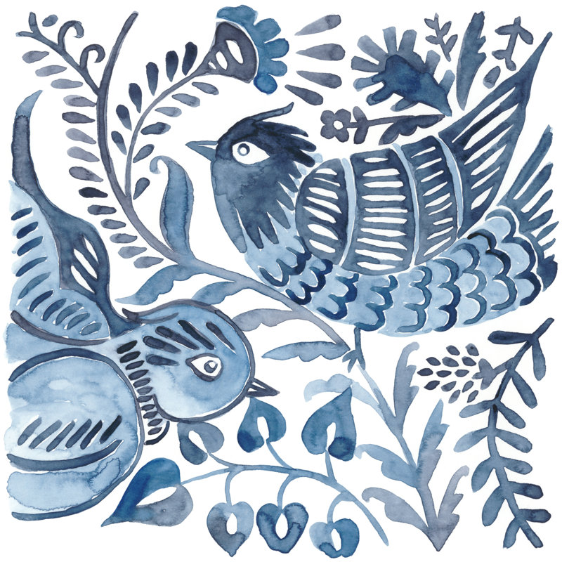 Indigo Ornament III by Chariklia Zarris - Wrapped Canvas Painting, 76cm H x 76cm W x 3.8cm D