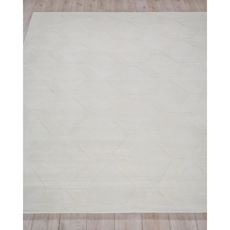 Brunello Modern Handmade Silky Nylon White Area Rug, Rectangle 6' x 9'