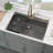 30'' L x 22'' W Topmount Gunmetal Black Nano-Ti Coated Stainless Steel Kitchen Sink, Single Bowl with Sink Grid, Strainer and Roll-up Rack