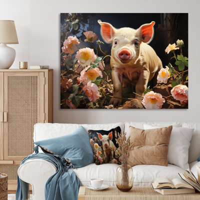 «Pink Pig Joyful Oinker», reproduction sur toile