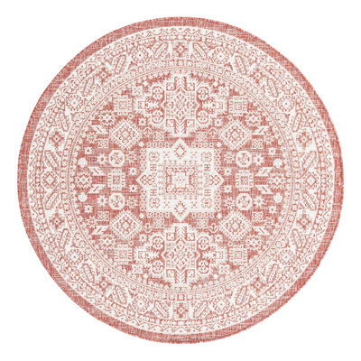 Tapis intérieur / extérieur rouge rouille en polypropylène tissé à la machine Archange