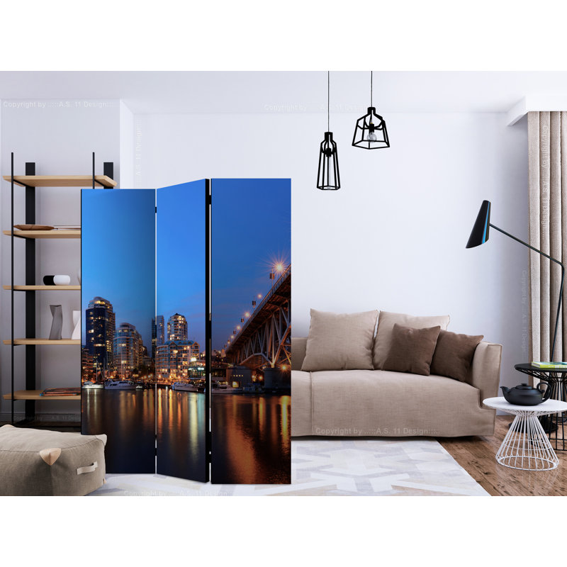 Gualfredo 135cm W x 172cm H 3 - Panel Solid Wood Folding Room Divider