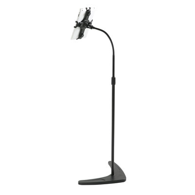 Support universel pour tablette M&T Affiche - Support réglable noir avec col de cygne flexible, pivotant à 360 °, base en aluminium réglable en hauteur - Compatible avec les iPads, les tablettes, les lecteurs électroniques et les Kindles