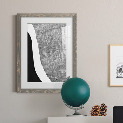 Noir et blanc abstrait I encadré mat de qualité supérieure - prêt à être accroché