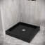 Base de douche 36 po x 36 po en acrylique noir brillant avec bonde centrale, bonde incluse-114639149