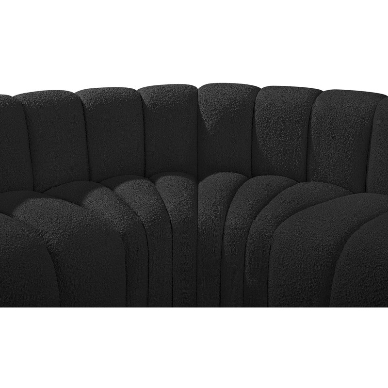 Canapé et méridienne rembourrés Izelia, Tissu bouclé noir